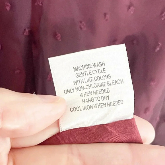 Modcloth Maroon Swiss Dot Bow Dress with Sheer Sleeves Women's Size 8 - Picture 7 of 8